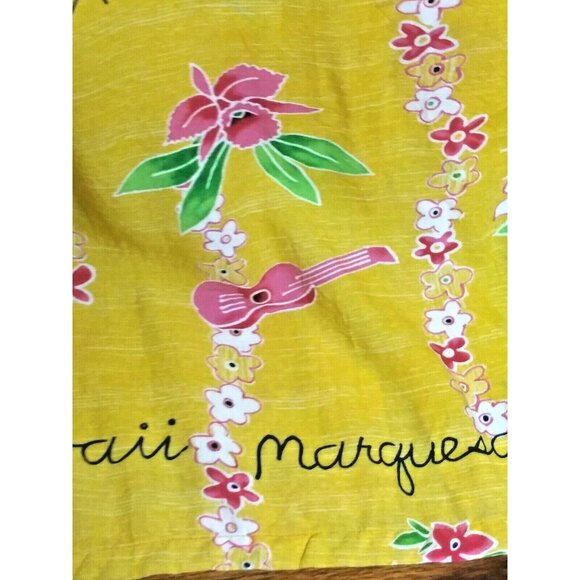 Jams World Janice Dress Long Maxi XXL Hawaiian Tropical Toile Pockets Yellow HTF - Picture 10 of 15